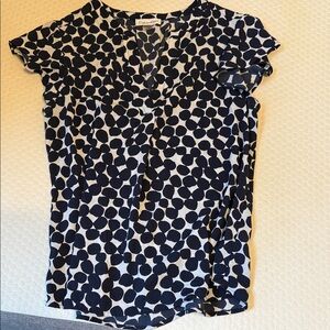 Calvin Klein Collection Navy and White Polka Dot Blouse